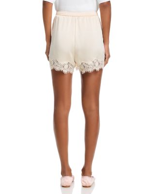 Lace Trim Satin Shorts - Exclusive