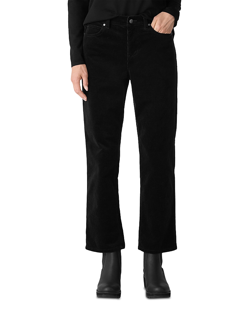Eileen Fisher High Waisted Straight Ankle Jeans In Biscuit In Black