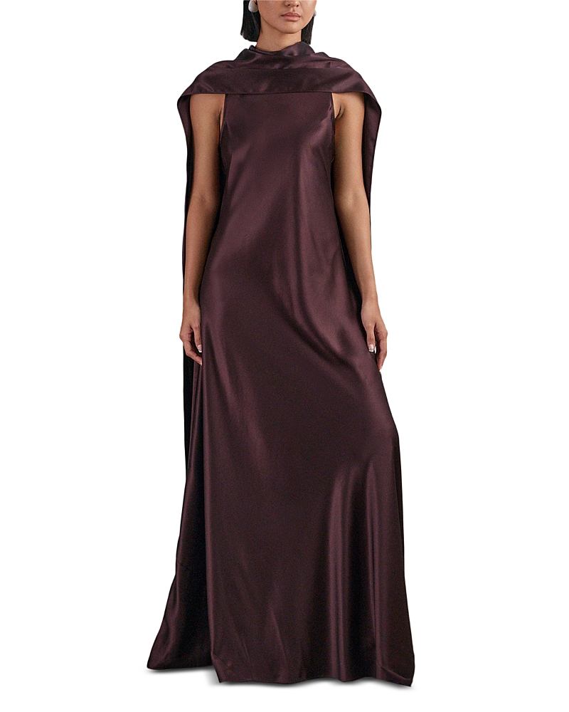 Reiss Petite Fae Satin Cape Maxi Dress