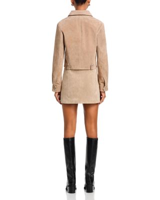 Latte Frappe Leather Mini Skirt