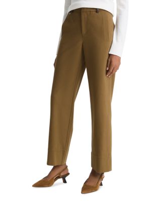 Mid Rise Faux Leather Trim Pants