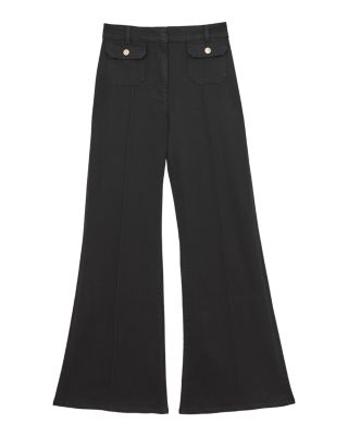 Ria Button Detail High Rise Flare Jeans in Black