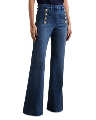 Athena High Rise Flare Jeans in Mid Blue
