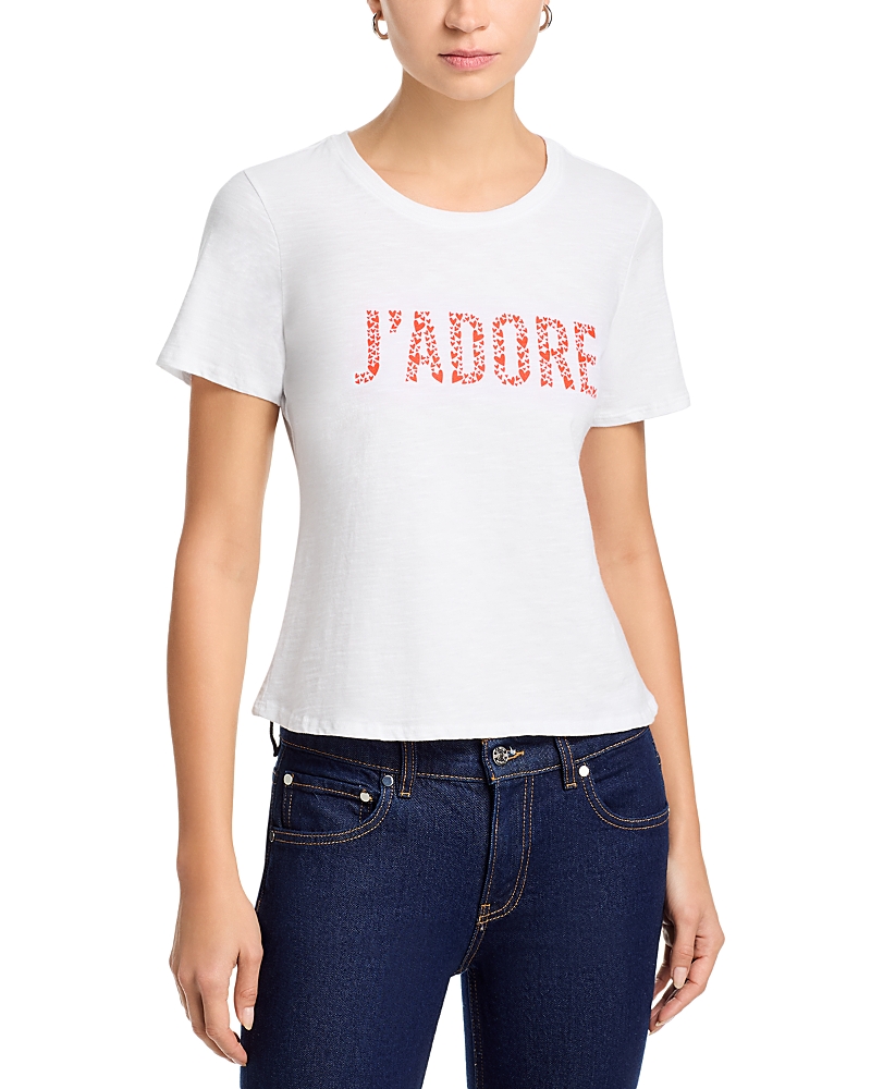 Cinq a Sept J'Adore Heart Shrunken Tee
