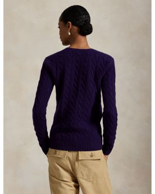 Cable Knit Wool & Cashmere V-Neck Sweater