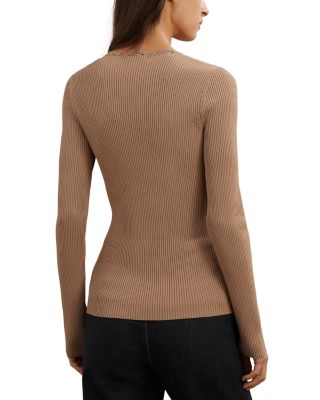 Lara Crochet Stitch V Neck Sweater