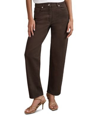 Petite Selin Mid Rise Straight Jeans in Chocolate