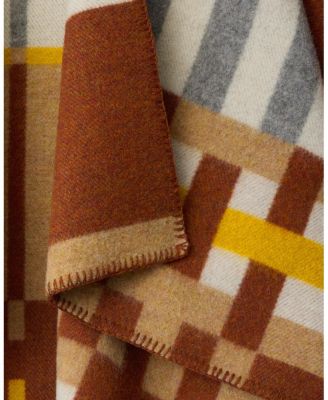  Colour Block Check  Wool Cape