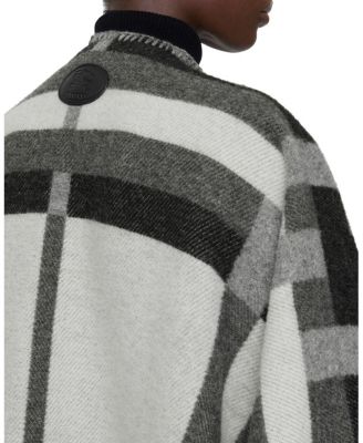  Colour Block Check  Wool Cape
