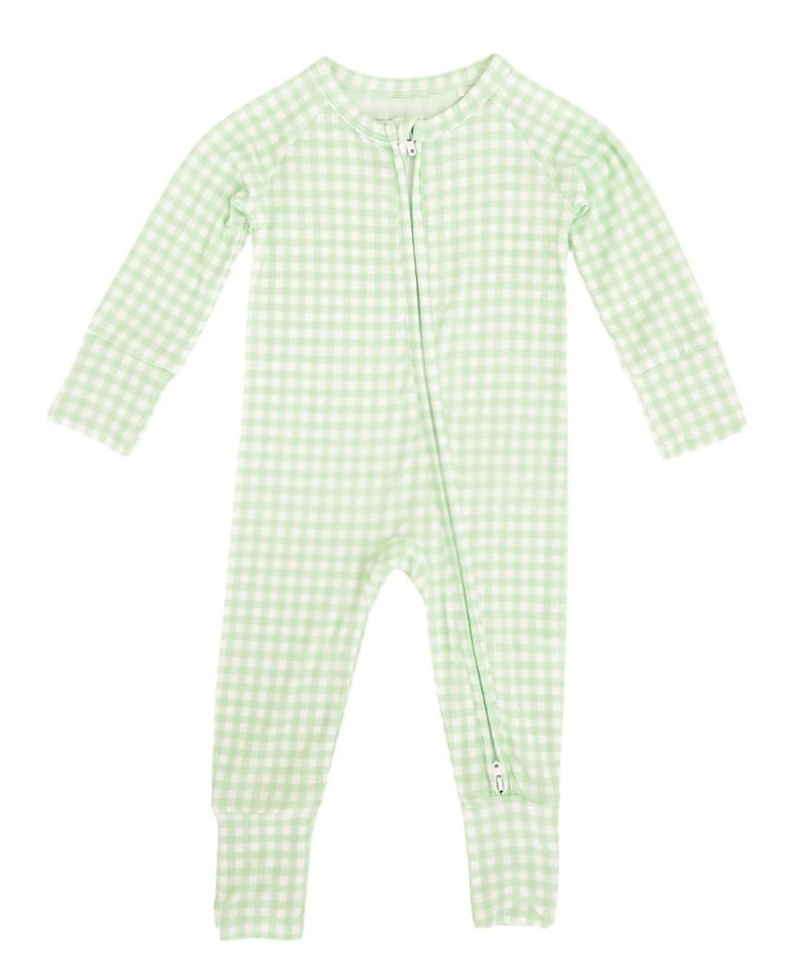 Motette Boys' Pistachio Gingham Bamboo Sleeper - Baby