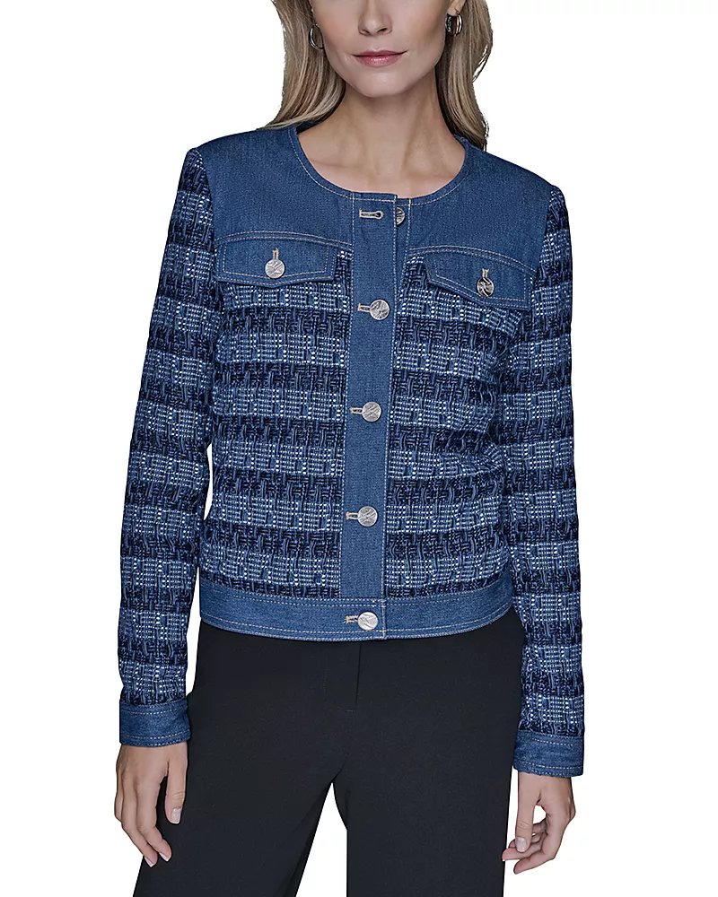 Karl Lagerfeld Paris Tweed Denim Jacket