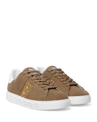 Men's Greca Embellished Suede Sneakers