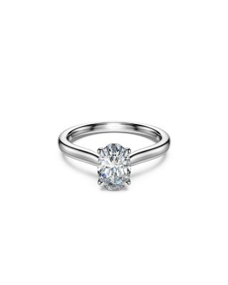 14K White Gold Eternity Certified Lab Grown Diamond Oval Solitaire Ring