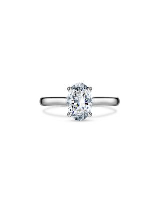 14K White Gold Eternity Certified Lab Grown Diamond Oval Solitaire Ring
