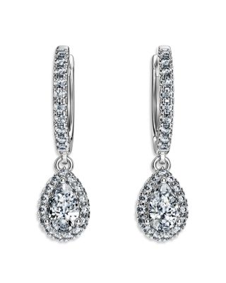 Eternity Certified Lab Grown Diamond Pear Halo Charm Hoop Earrings