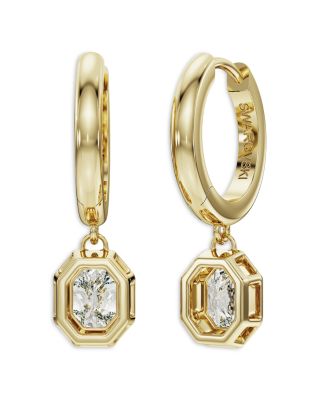 Octagon Certified Lab Grown Diamond Bezel Hoop Earrings