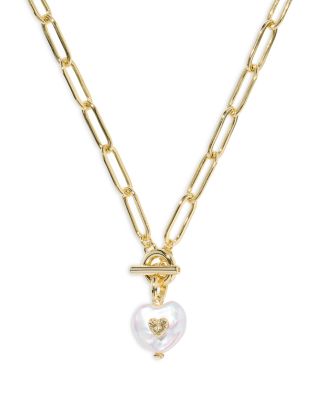 Cultured Freshwater Pearl Heart Sasha Pendant Necklace, 17"