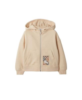 Unisex Check Label Cotton Zip Hoodie - Little Kid, Big Kid