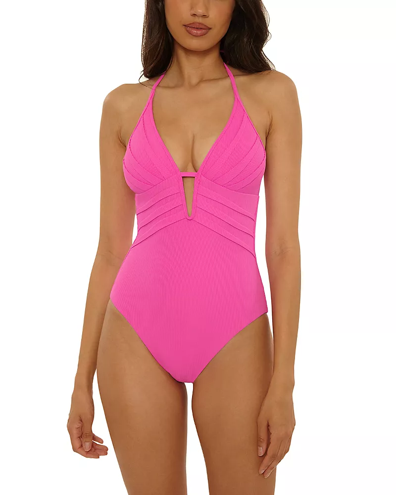 Becca by Rebecca Virtue Modern Edge Mira Pleated One Piece Swimsuit