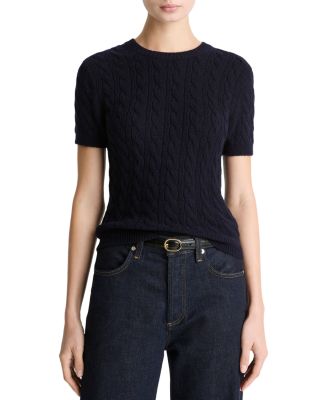 Cable Knit Short Sleeve Sweater