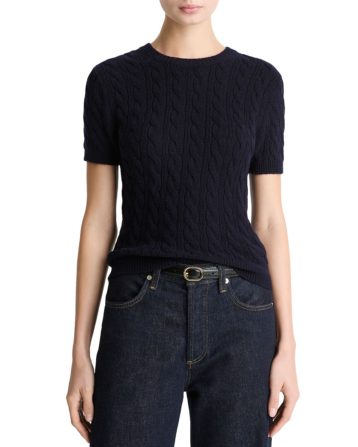 Vince Cable Knit Short Sleeve Sweater