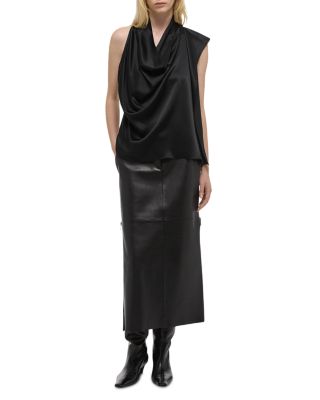 Silk Draped Cowlneck Top