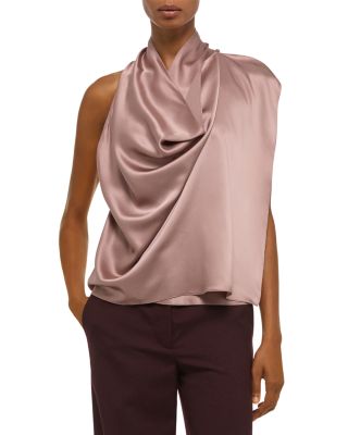 Silk Draped Cowlneck Top
