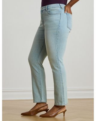 High Rise Straight Ankle Jeans in Blue