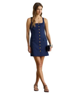Button Trim Faille Cocktail Dress