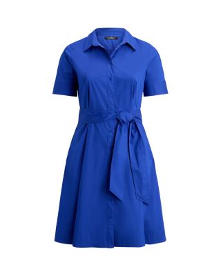 Cotton Blend Elbow Sleeve Shirtdress