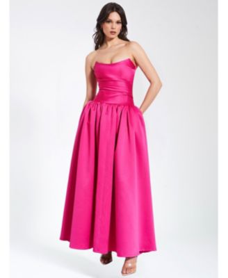  Walterina Satin Strapless Drop Waist Corset Gown