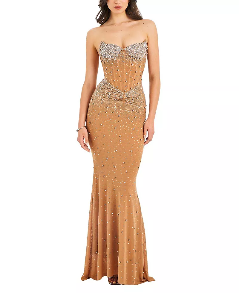 Miss Circle Fatima Embellished Sleeveless Corset Mermaid Maxi Dress