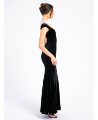  Rachael Velvet Faux Pearl Embellished Gown