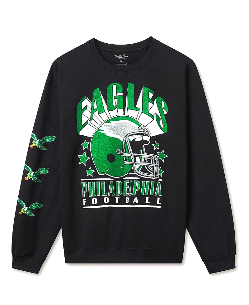 Junk Food Clothing Unisex Nfl Philadelphia Eagles Glitter Helmet Flea Market Crew Fleece