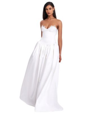 Naila Lace Trim Strapless Drop Waist Wedding Gown
