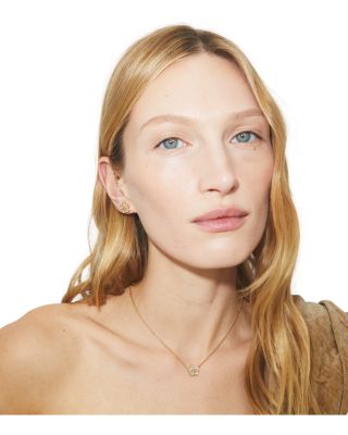 Forget Me Not Pav&eacute; Flower Pendant Necklace, 15.8-17.5" 