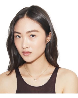 Forget Me Not Mother Of Pearl Flower Pendant Necklace, 15.8-17.5" 