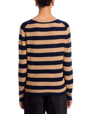 Cashmere Stripe Distressed Crew Sweater