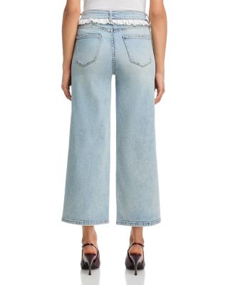 Eyelet Ruffle High Rise Ankle Jeans in Light Wash - Exclusive