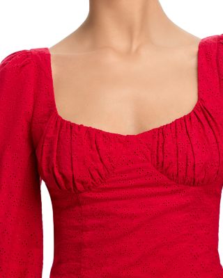 Embroidered Puffed Sleeve Top - Exclusive