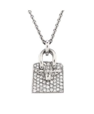 Birkin Amulette Pendant Necklace 18K White Gold and Diamonds, 15 - 15.75"