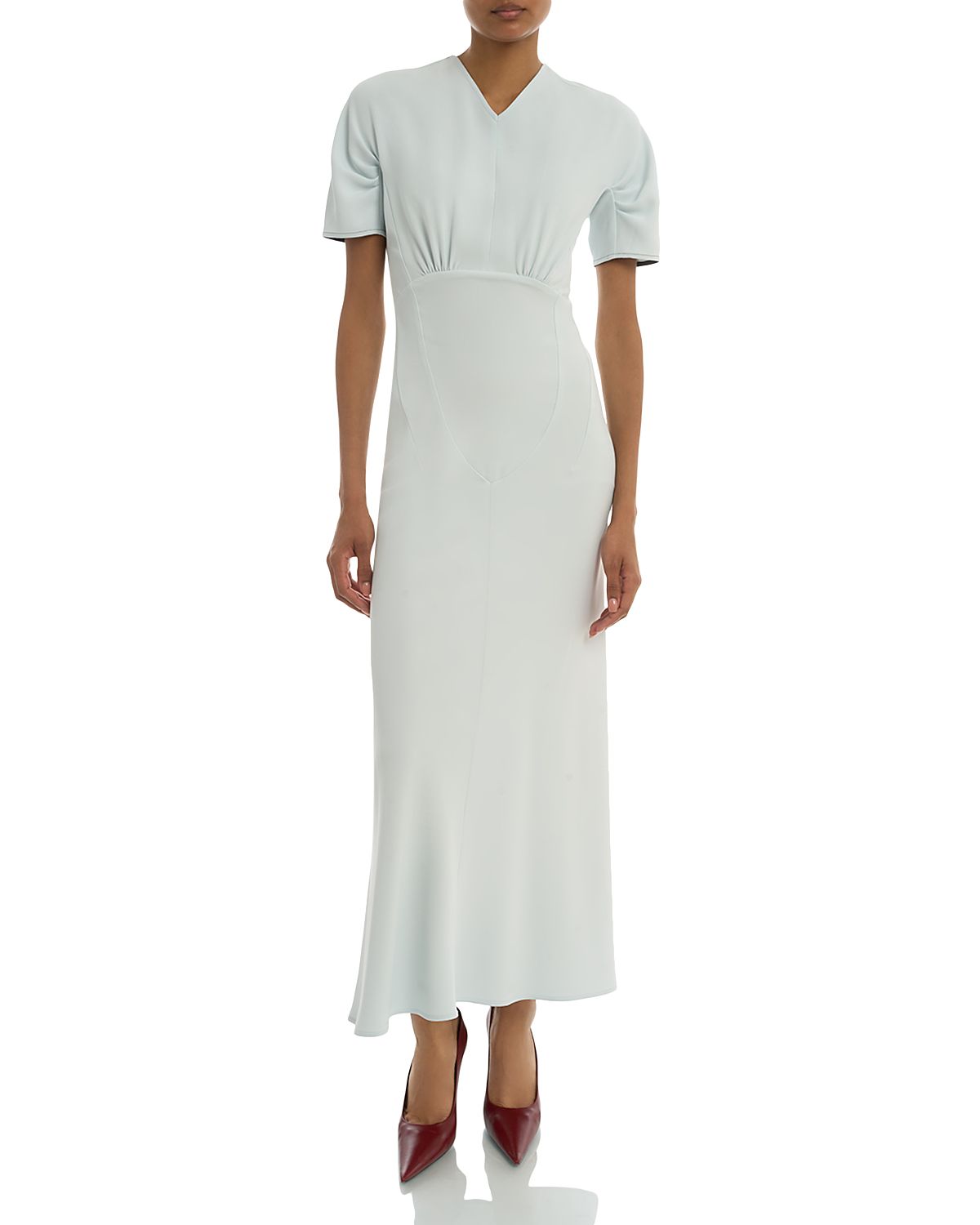 Victoria Beckham Short Sleeve Gathered Dress