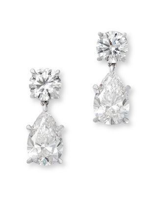 Luxe Collection Certified Lab Grown Diamond Round & Pear Drop Earrings in 14K White Gold, 6.0 tcw