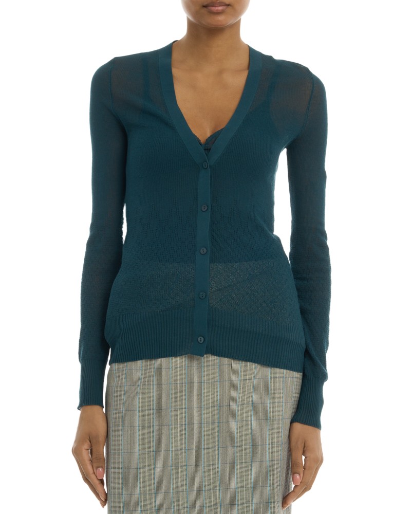 Victoria Beckham V Neck Cardigan in Teal