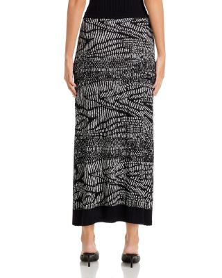 Abstract Animal Print Soft Knit Straight Skirt