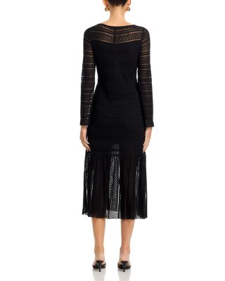 Boat Neck Lace Midi Dress