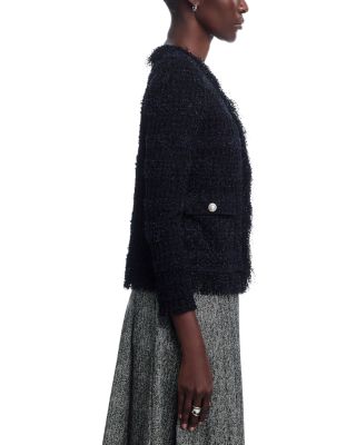 Eyelash Fringe Trim Knit Jacket