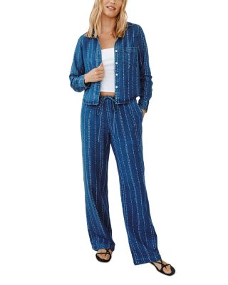 Long Sleeve Cropped Shirt & Drawstring Pants