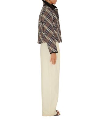 Cropped Check Quilted Cotton Jacket