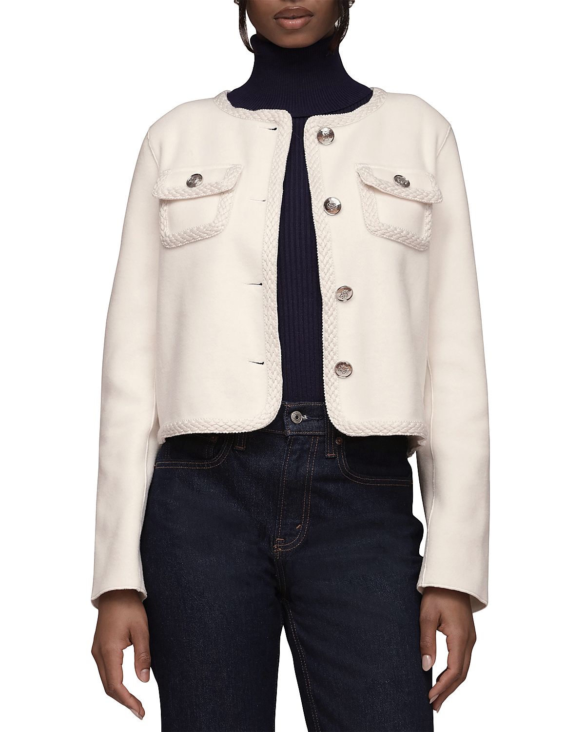 Bagatelle Cropped Jacket With Crochet Trim